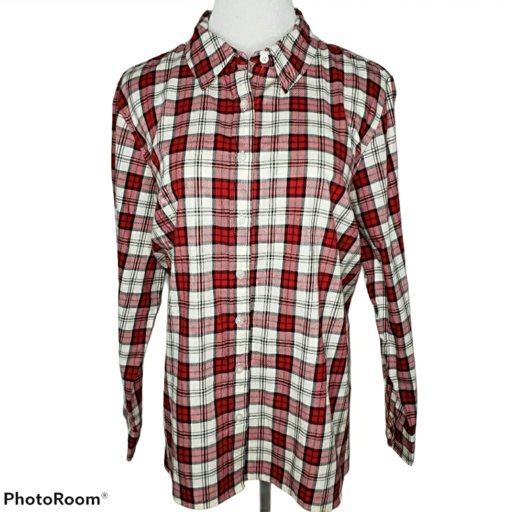 Talbots Red Plaid Button Down Long Sleeve Shirt Size 2X NWT